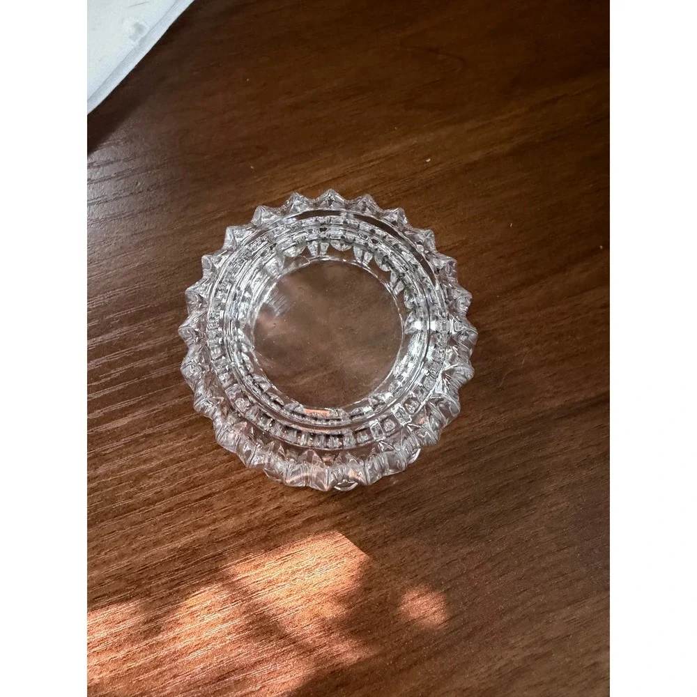 Set of 2 Vintage Pressed Glass Votive Candle Holders, Faceted